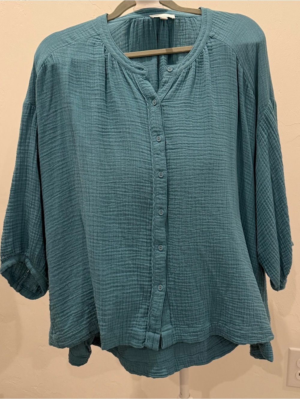 Calme by Johnny Was Teal Ribbed Top - XL